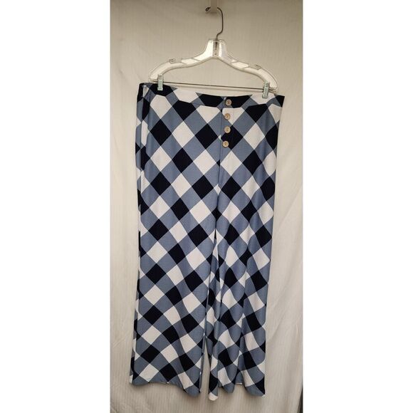 C East. 1946 Wide-Leg Pull-On Plaid Pants Color Multi Blue/White Size 18W/20W - Picture 2 of 5